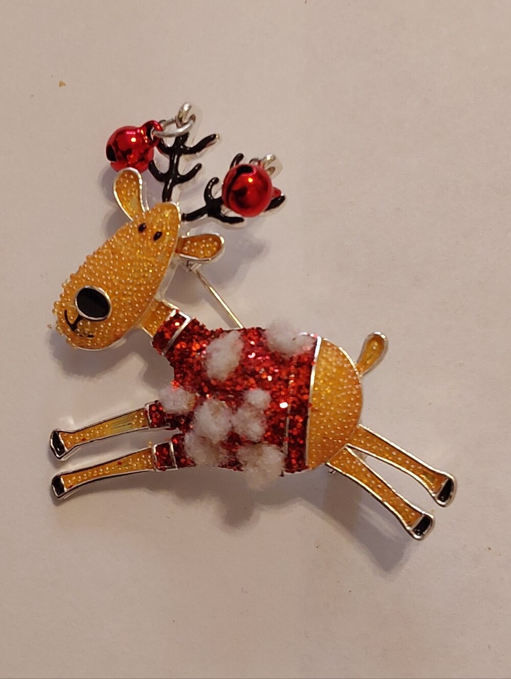 NWOT Enamel Reindeer Pin By Beall's, Christmas Jewelry With Gift Box